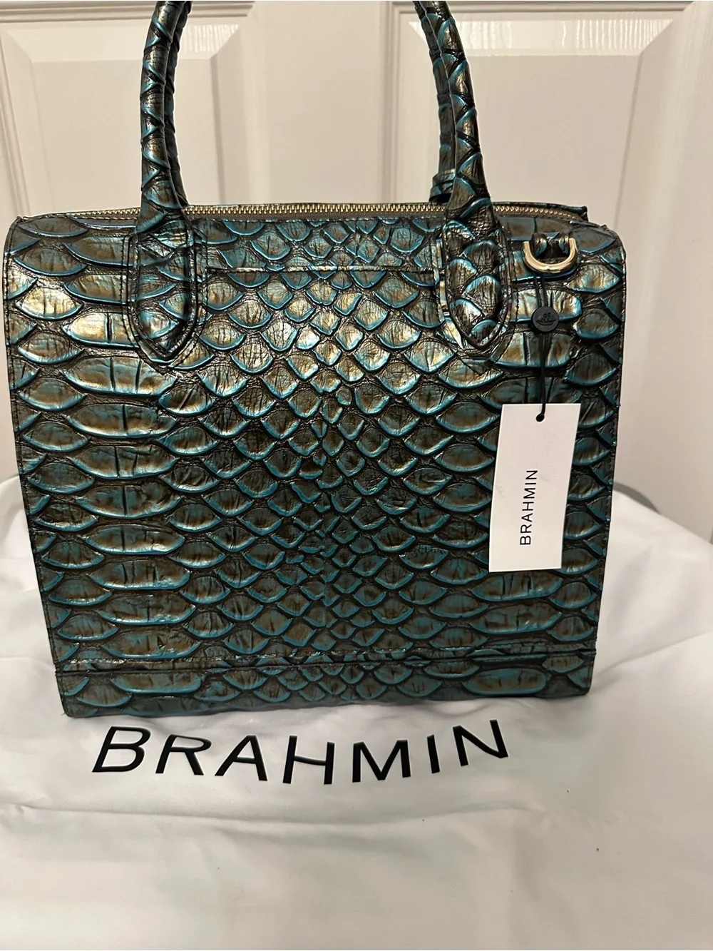 Brahmin Bird of Paradise Brasilia Large Caroline Leather Satchel